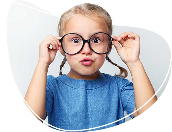 Little girl wearing big eyeglasses