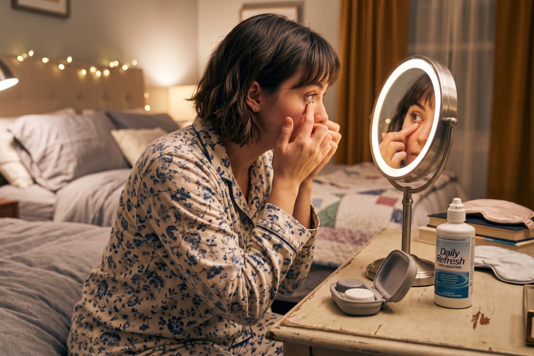 Wearing contact lenses while sleeping